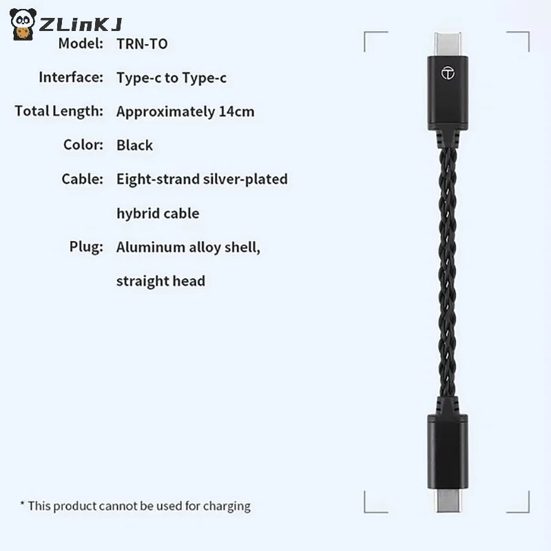 ▶TRN TO Type C To Type C DAC Amp Upgrade Cable Hifi Adapter Earphone Amplifier 8Strand Silver-Plated Wire For TRN TE PRO Phones Zpaxo