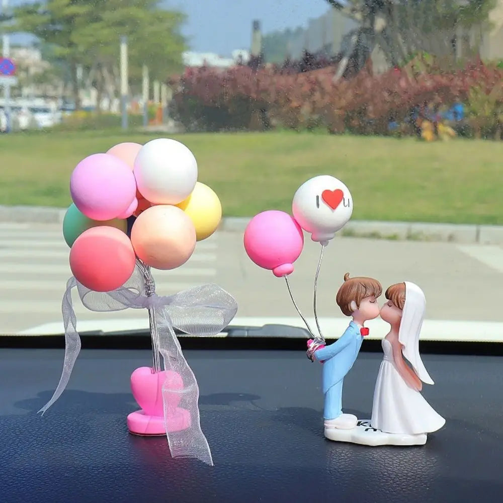 Get Married Car Ornaments Wedding Dress Resin Cartoon Couples Model Zpaxo