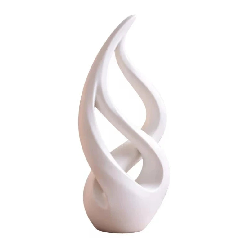Modern Abstract Twisted Resin Sculpture, Matte Black White Flowing Curve Floor Statue, Minimalist Hollow Art Ornament Home Decor