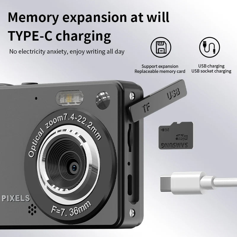 4K Digital Camera Autofocus Vlogging HD 50MP Student 2 8'' Large Zpaxo