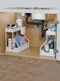 2-Tier Pull-Out Under Sink Organizer | Kitchen & Bathroom Cabinet Pull-Out Organizer Zpaxo 2PCS-white 2-tier