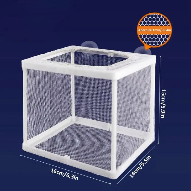 Aquarium Isolation Box Fish Hatchery Net Breeding Suction Cup Fixed