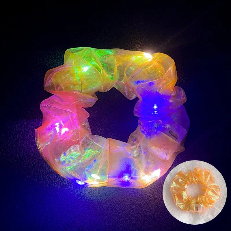 LED Light Hair Scrunchies Up Elastic Glow Hairbands Mermaid Party Zpaxo Orange 10pcs