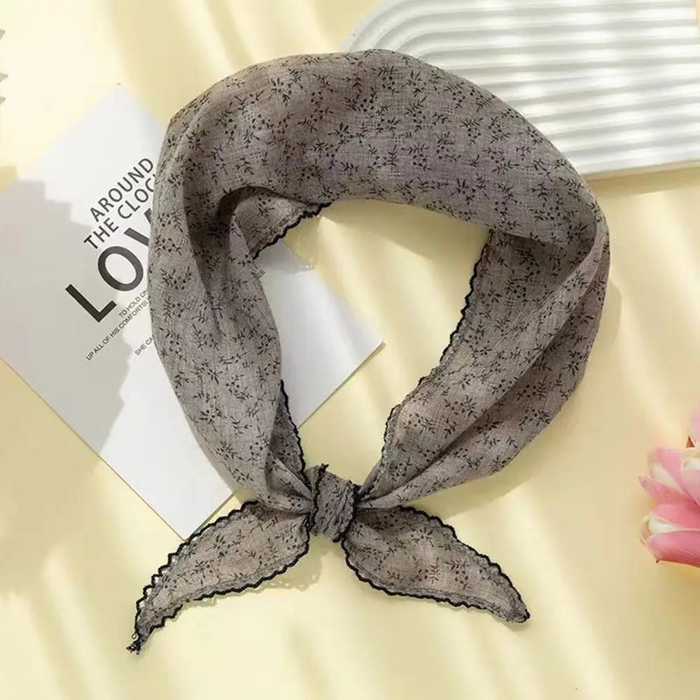 Hair Ties Lace Design Flower Neck Scarf French Style Headband Turban Head Wrap Gentle Triangle Hair Scarf Hair Styling Zpaxo