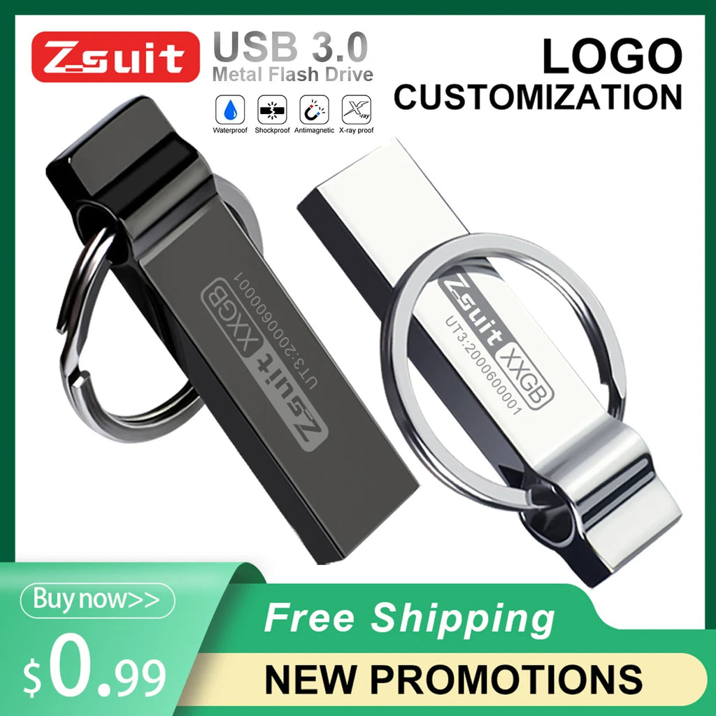 Zsuit Metal USB 3.0 PenDrive Hight Speed Flash Usb Stick Memory Stick 32GB 64GB 128GB Waterproof USB Flash Pen Drives U Disk Zpaxo