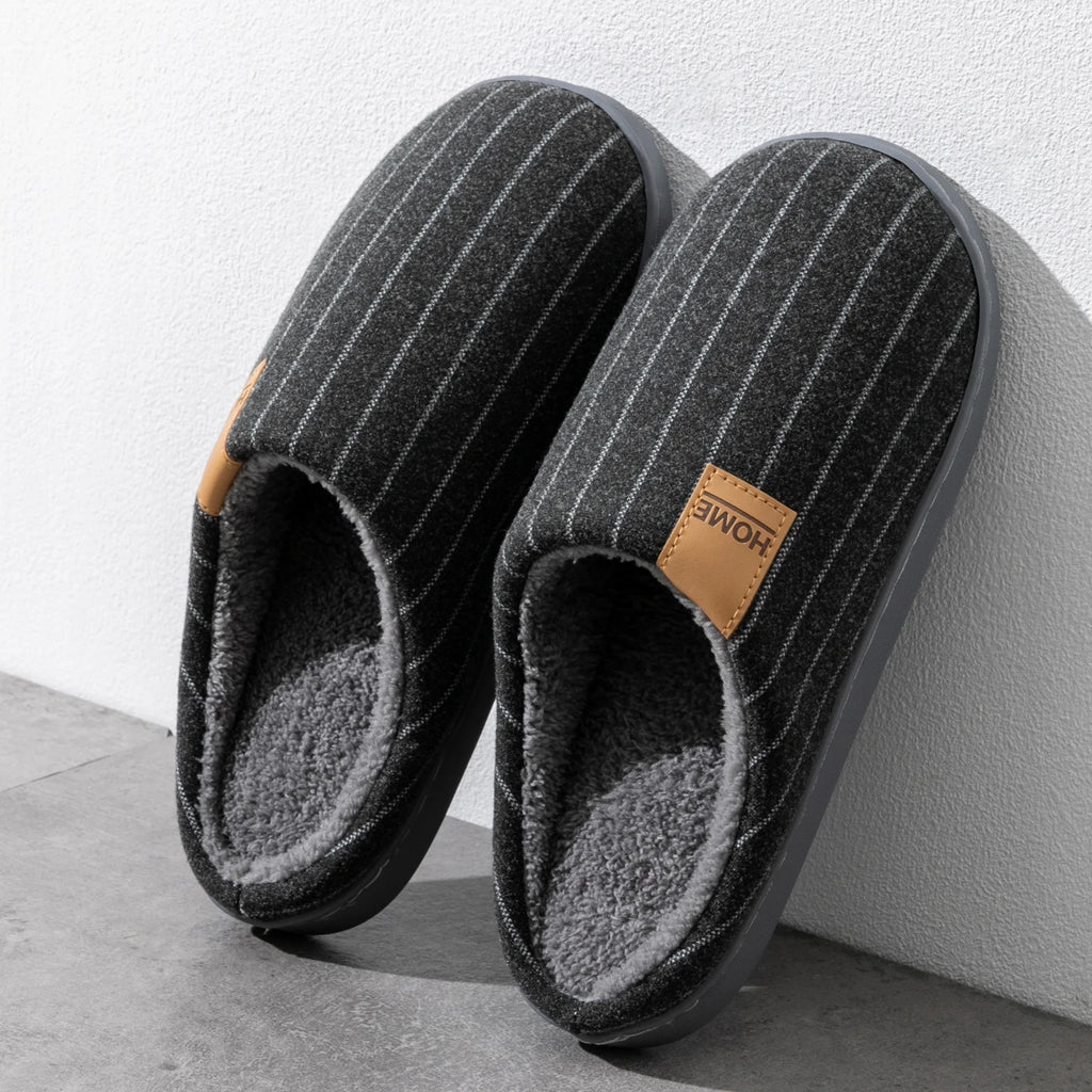 Men's Winter Slippers Non-slip Indoor House Shoes Cozy Plush Lining