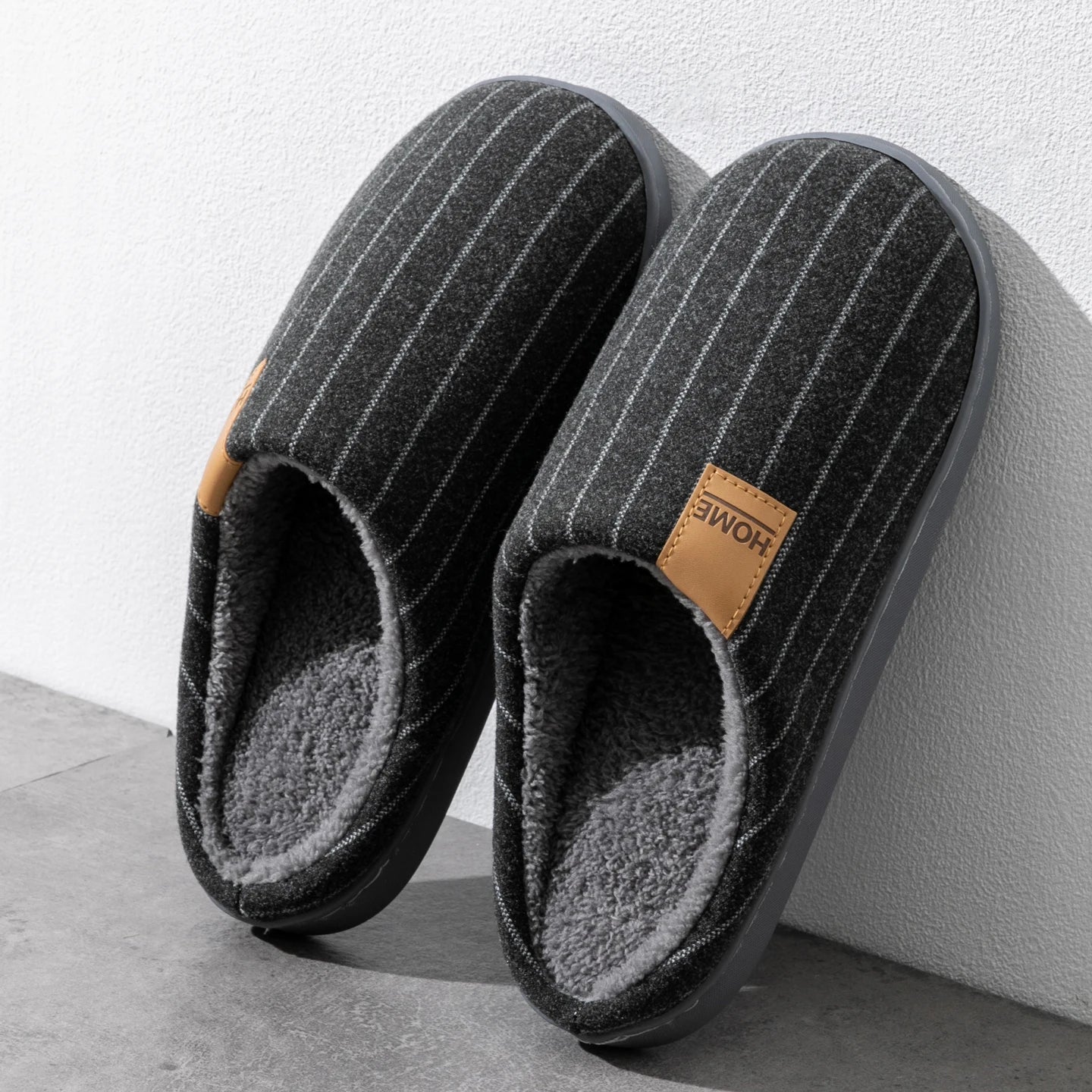 Men's Winter Slippers Non-slip Indoor House Shoes Cozy Plush Lining