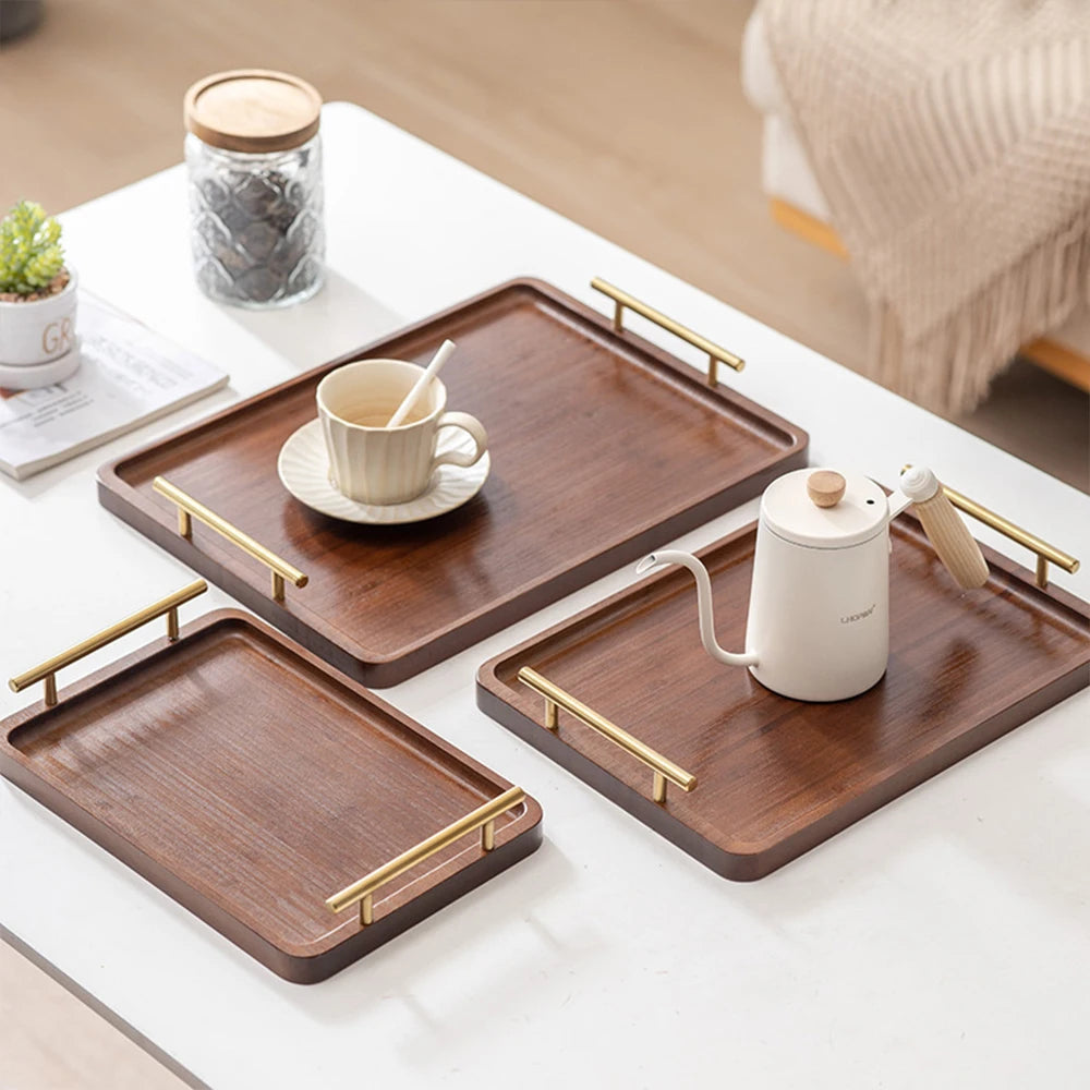 Wooden Serving Tray with Handles Bamboo Tea Tray Food Tray for Breakfast Coffee Dessert Snack Platter Home Coffee Table Zpaxo
