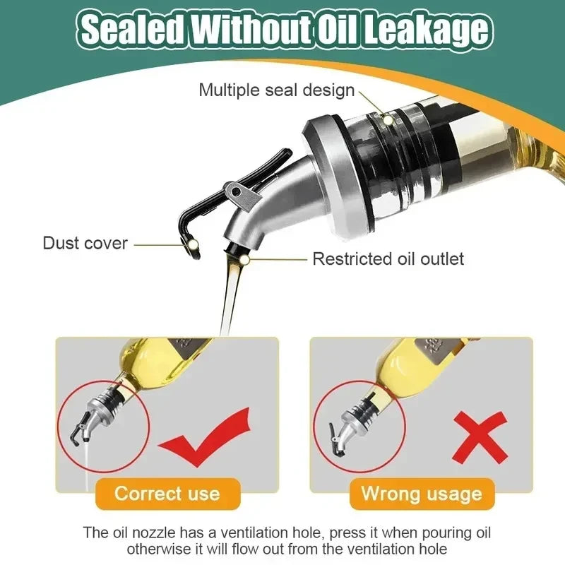 Leak-Proof Oil & Vinegar Pour Spouts – 1/2/3/4 Pack