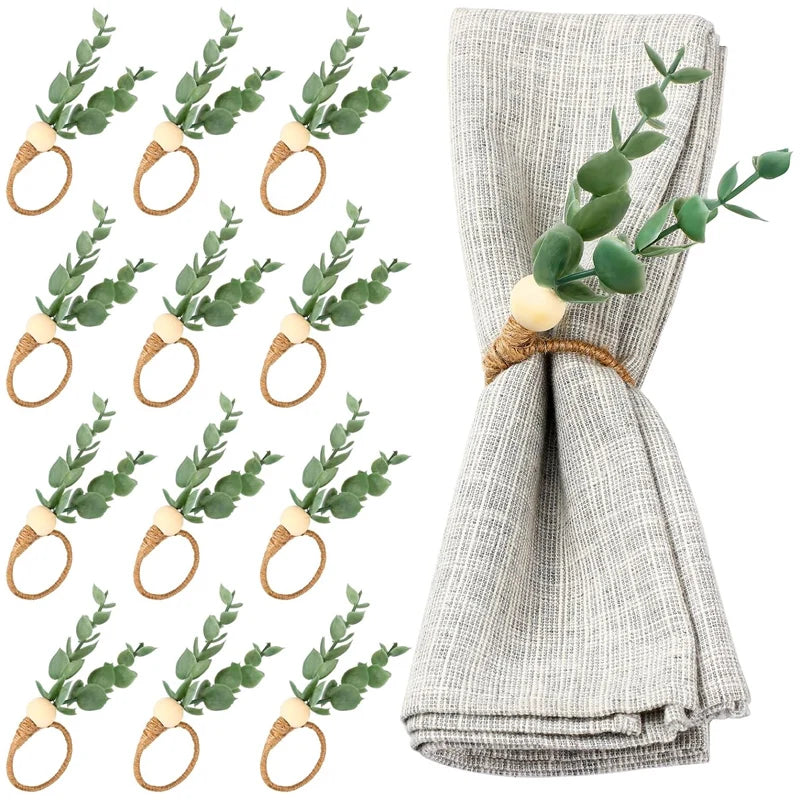 Eucalyptus Leaf Napkin Ring Hotel Western Restaurant Banquet Table