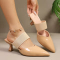 Shoes for Women Summer Thin Heels Dress Party Shoes Fashionable High Heel Sandals Women Plus Size Elastic Band Womens Sandals Zpaxo apricot 39