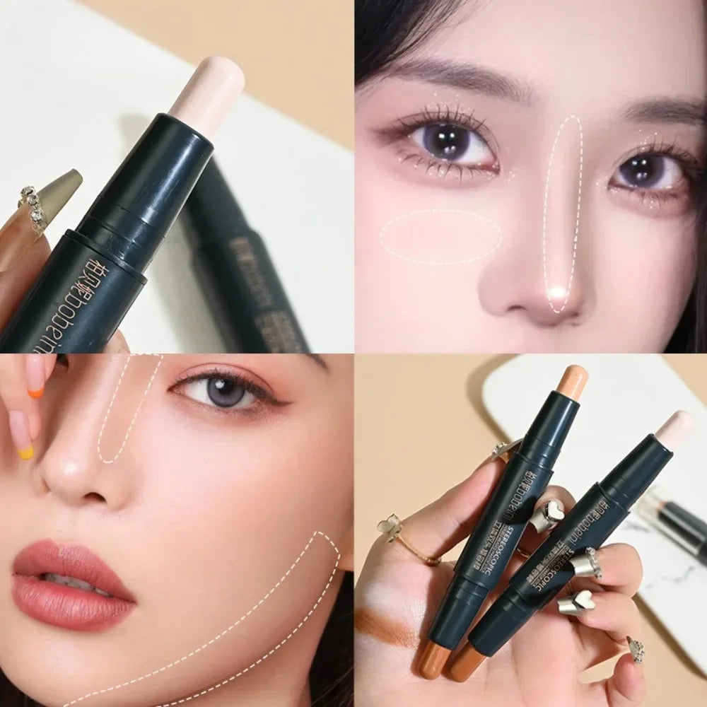 Double-head Highlighter Concealer Trimming Stick Nose Shadow Cream Zpaxo