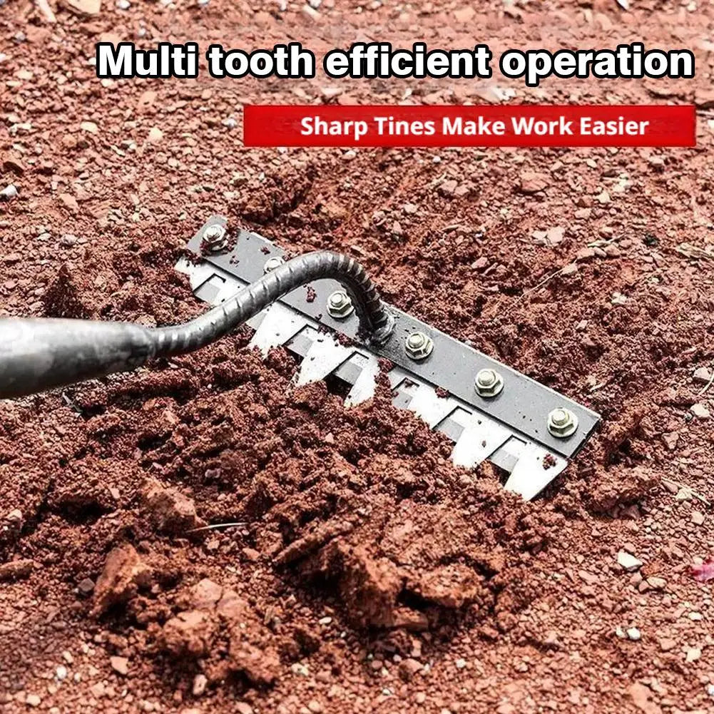 Multi-Tooth Metal Garden Rake – Weeding & Soil Loosening Tool Garden Hand Rake Zpaxo