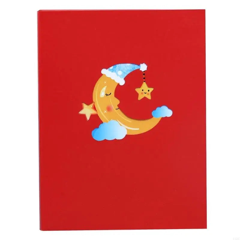 Artistic Moon Phase Card With LED Lights Elegant Gift For Lover Collector Handmade Party Invitation Card Zpaxo
