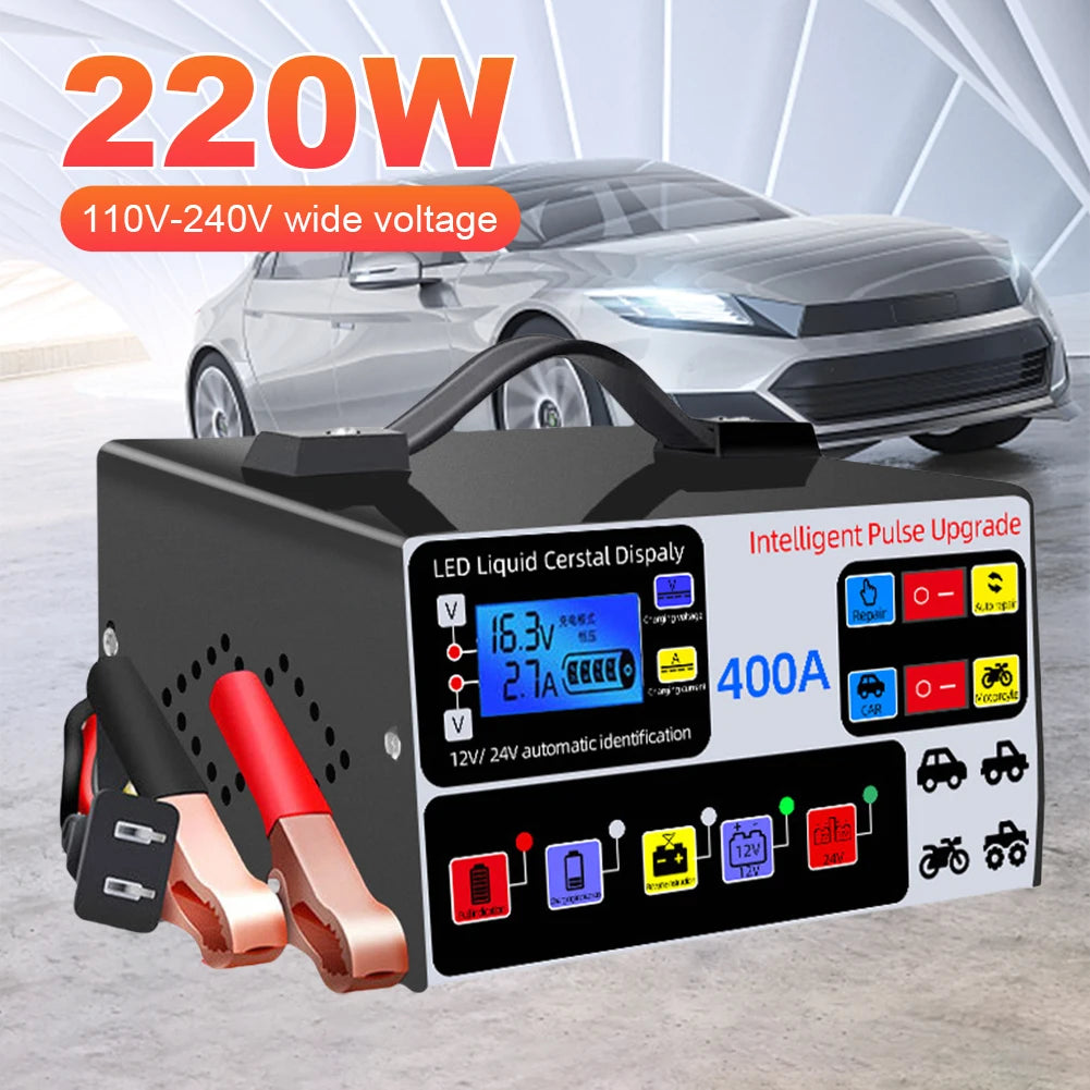 400A Car Battery Charger Five-stage Power Fast Intelligent Pulse