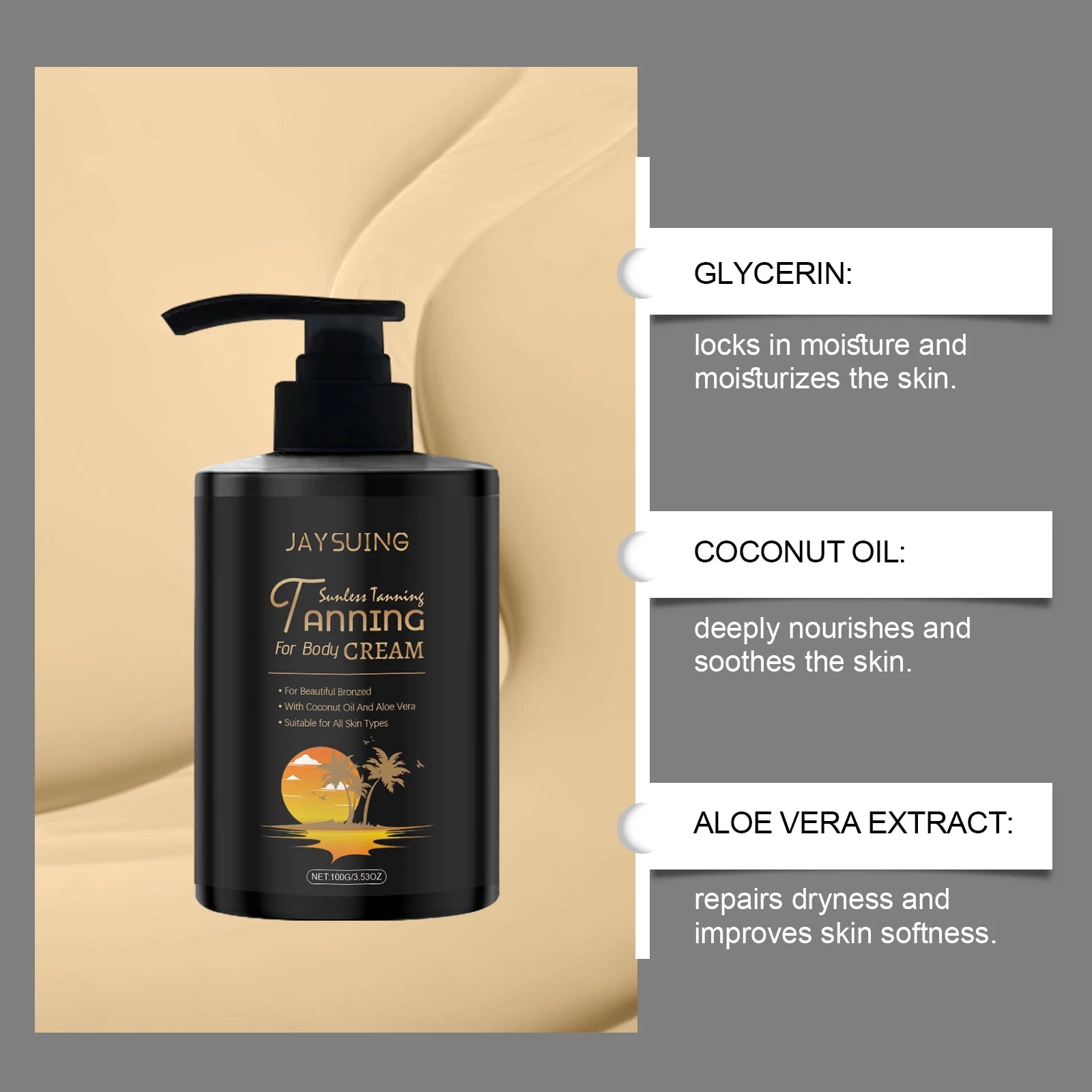 Jaysuing Sunless Self Tanner Moisturizing Bronzer Lotion Self Tanning Lotion Zpaxo