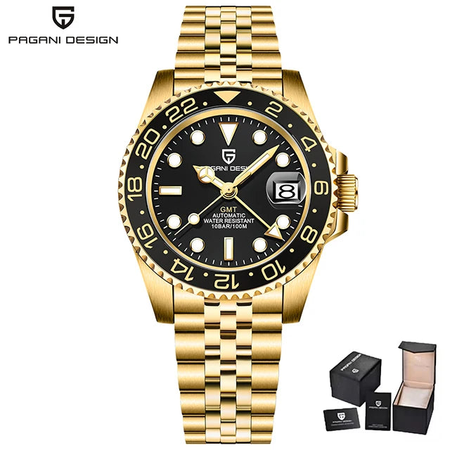New GMT Watch PAGANI DESIGN 40mm Men Wristwatch Classic Luxury Mechanical Watches Top Brand 100M Waterproof Watches for Man 2026 Zpaxo Full gold Jubilee United States