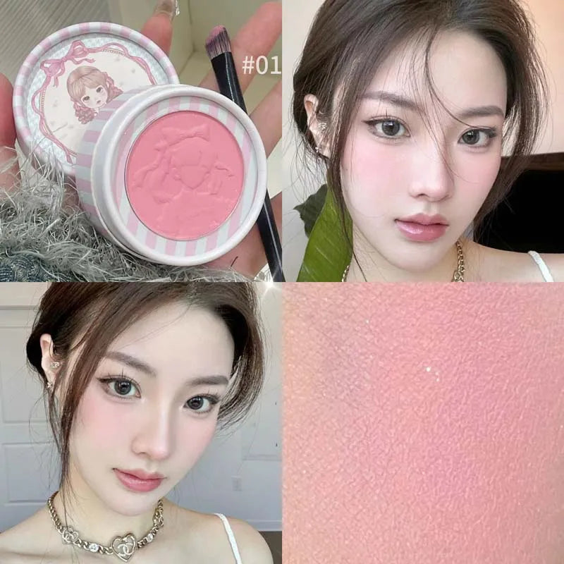 Monochrome Blush Palette Embossed Peach Milk Pink Cream Natural Cheek