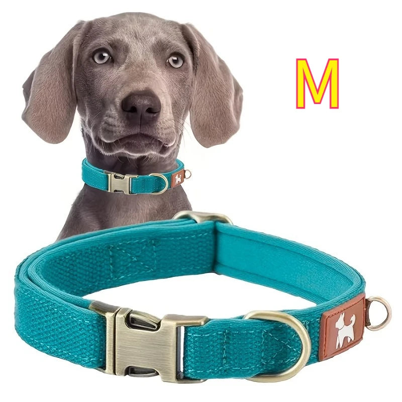 Vintage Durable Nylon Webbing Lined Dog Collar Suitable Large Medium Zpaxo BLUE-M