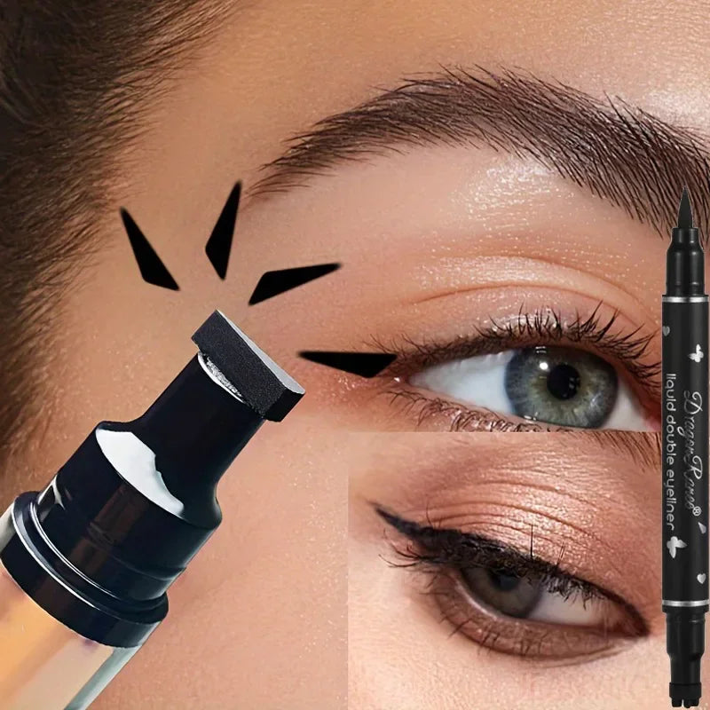 1 Black Eyeliner Stamp Waterproof Sweat-proof Dual-ended Liquid Quick
