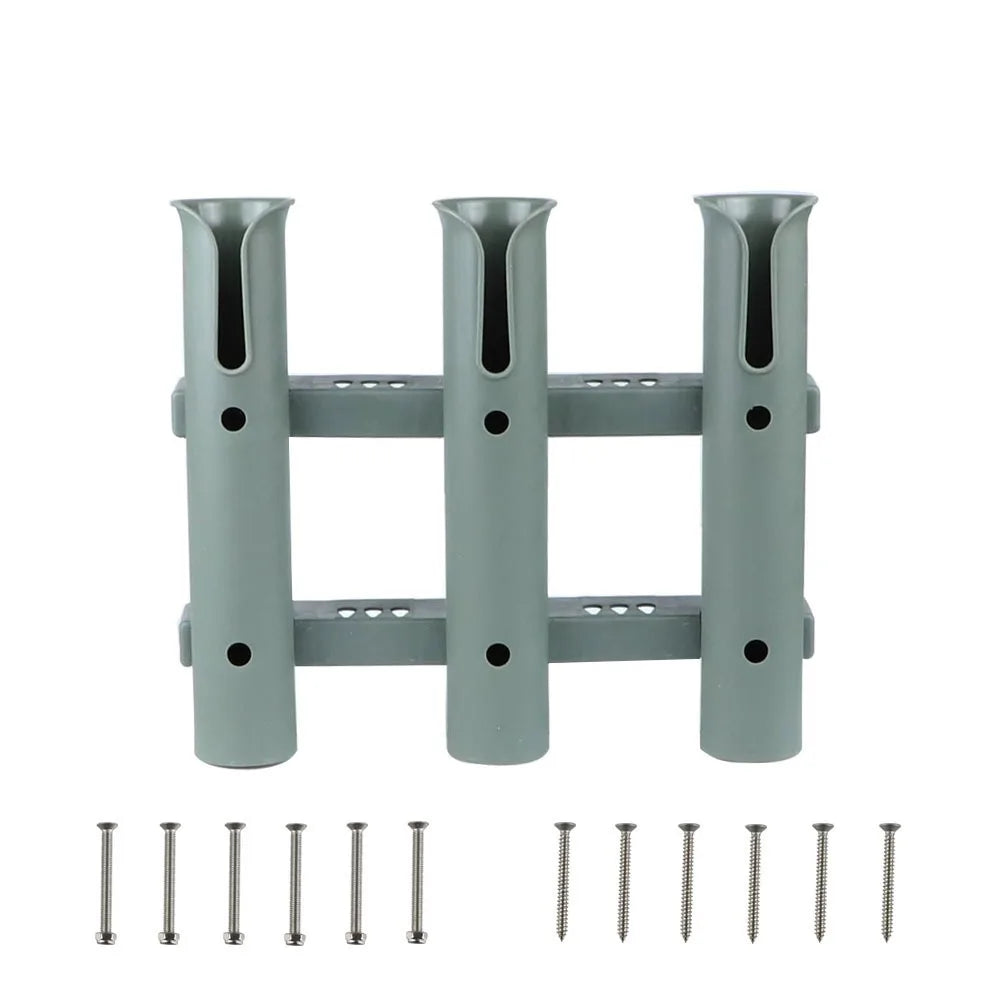 Durable Plastic Fishing Rod Racks ABS Material Three-Tube Design Fishing Rod Bracket Portable Mount Saltwater Proof Zpaxo Green