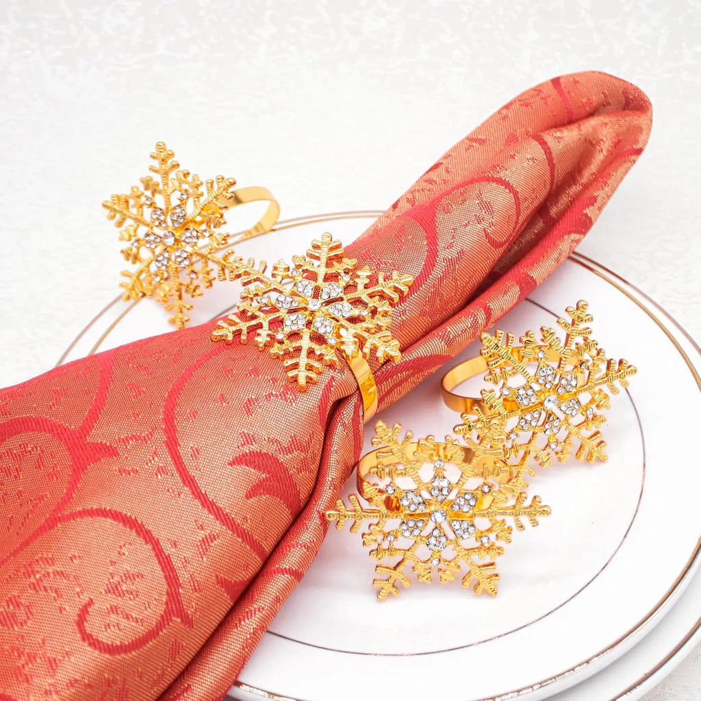 Christmas Rhinestone Snowflake Napkin Rings Sparkling