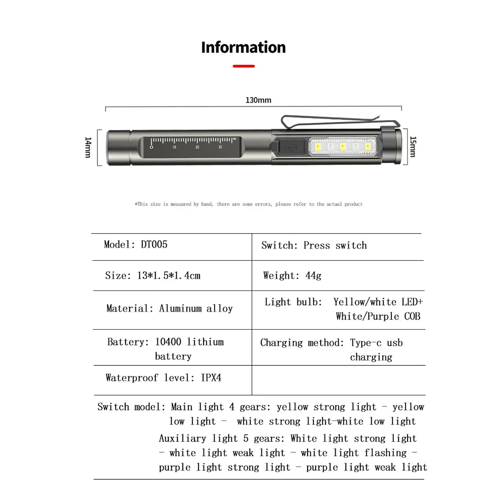 First Aid Pen Light Professional Medical Rechargeable Handy Torch