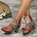 Spring Autumn Women Boots Ethnic Style Casual Fashion High-heeled Boots Women Retro Large Size All-match Fashion Shoes Women Zpaxo Orange red 42