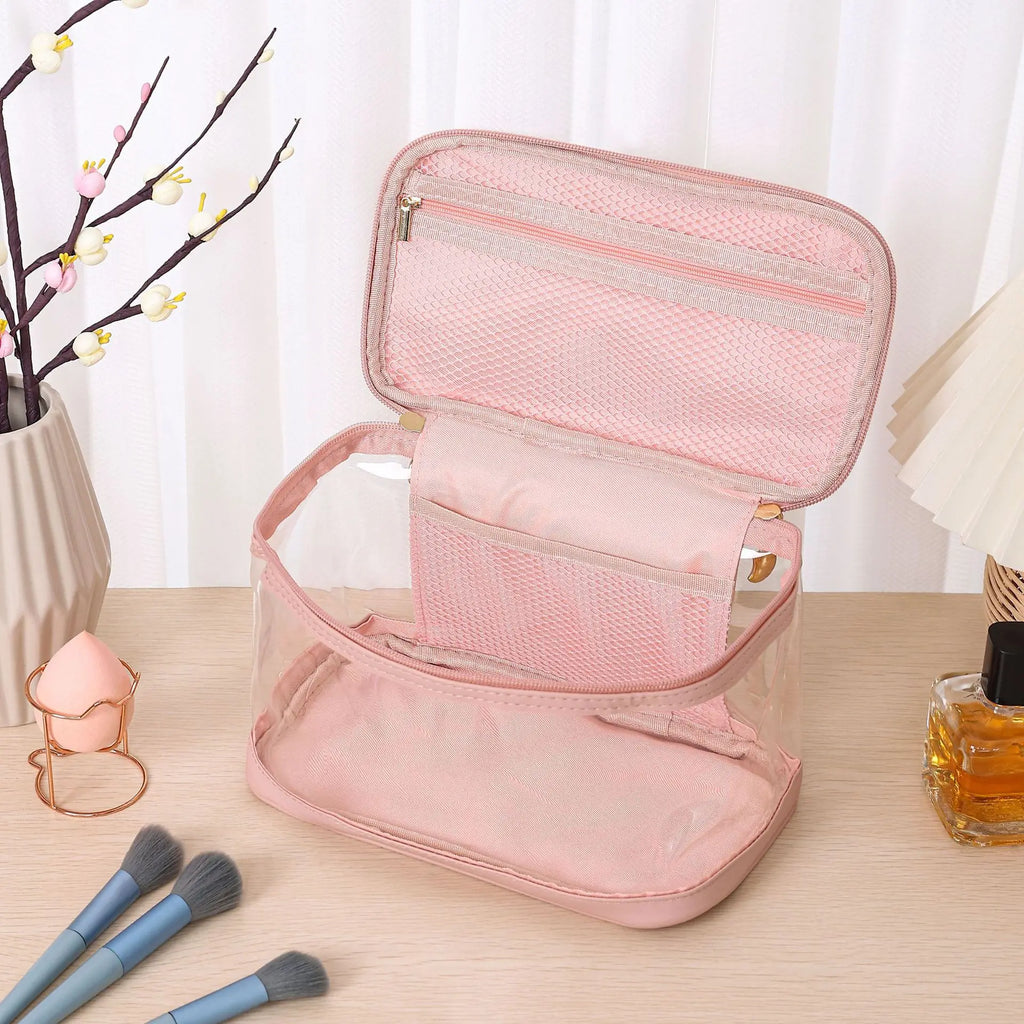 Transparent Butterfly Knot Large Capacity PU Cosmetic Bag Toiletry