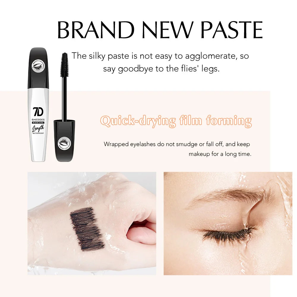 7D mascara waterproof and easy to remove makeup, no smudging and no makeup removal, slender and curled thick mascara Zpaxo