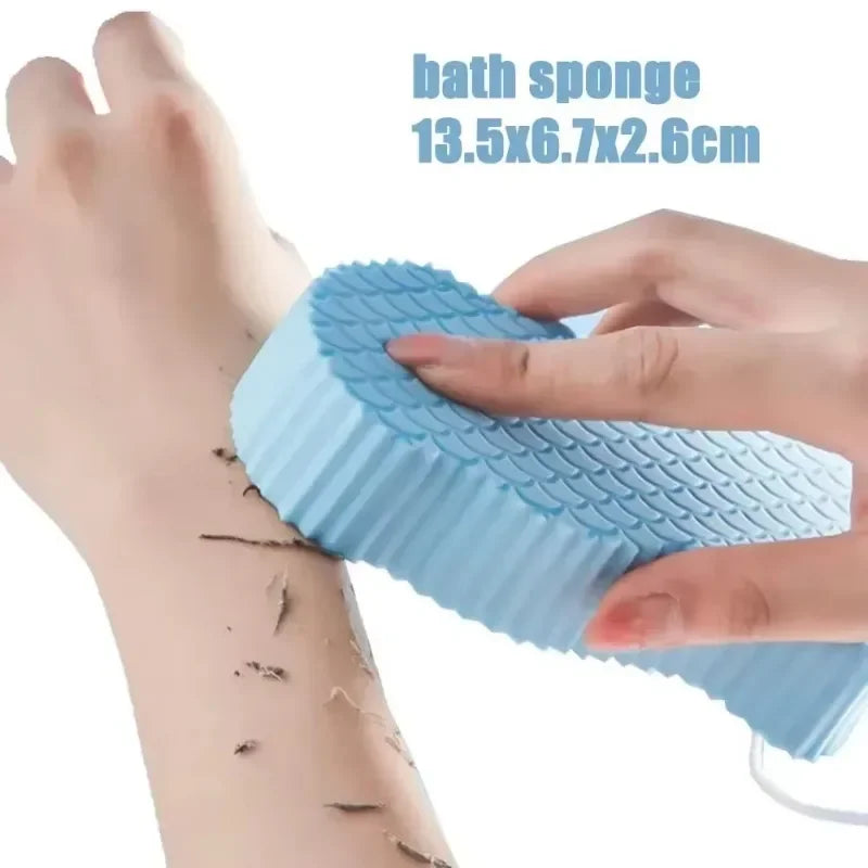 Body Shower Foot Scrubber Brush Wash The Body Cleanser Silicone Sponge Bath Massage Mat Back Brush Wall Mounted with Suction Cup Zpaxo blue sponge