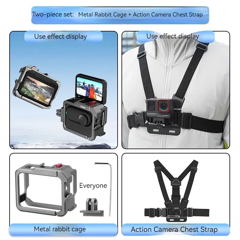 Insta360 GO 3/GO 3S Aluminum Cage Frame with Cold Shoe Mount Camera Cage Frame Zpaxo C
