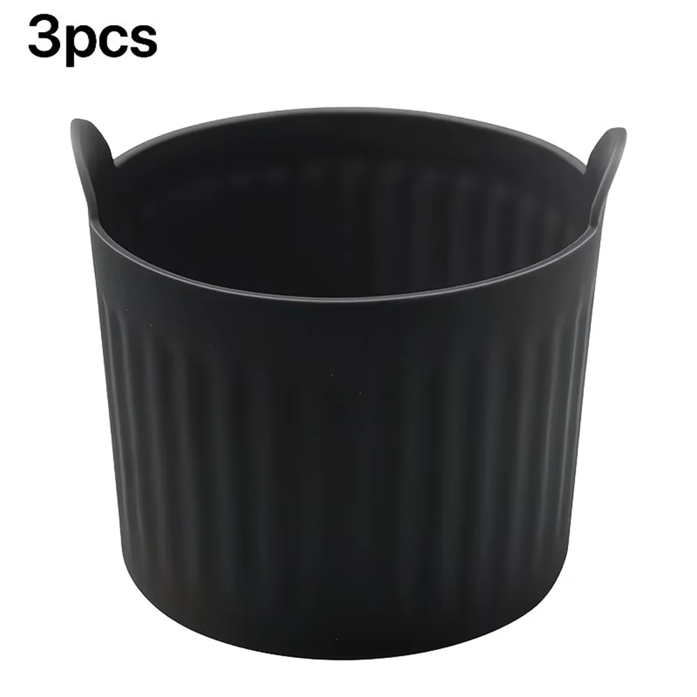 Air Fryer Baking Cup Silicone Tray Muffin Cake Mold Egg Tart Zpaxo 3pcs Black