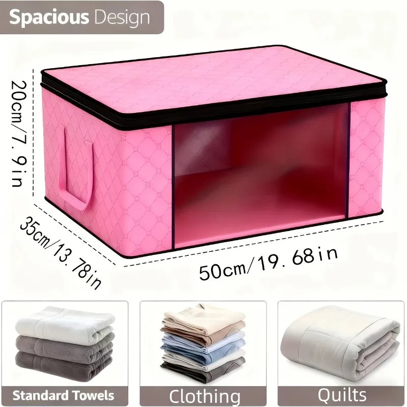 1 Jumbo Foldable Storage Bins Clear Window-zippered Under-bed