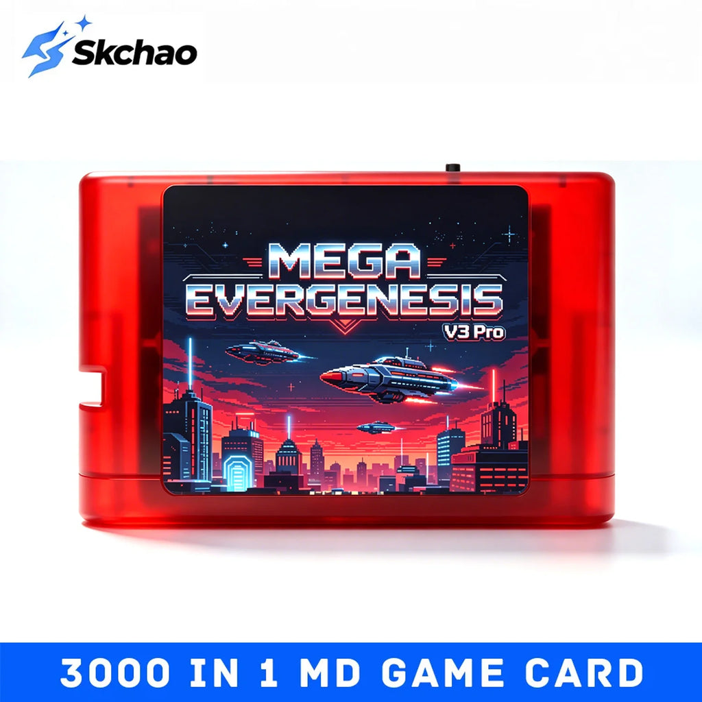 Mega EverDrive V3 Pro 3000 in 1 Flash Cartridge for Sega Genesis / Mega Drive, Retro 16Bit Game Card with Free 4GB TF Card Zpaxo