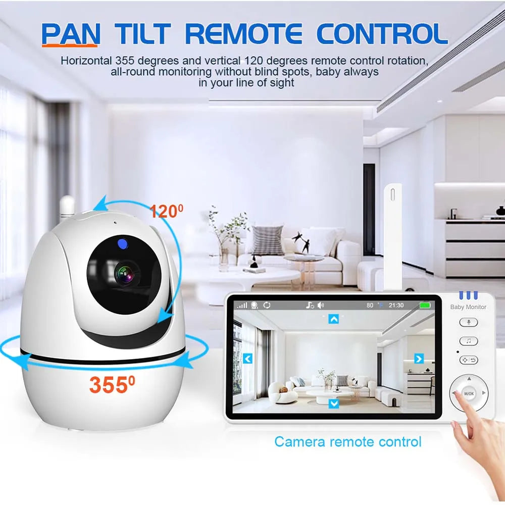 5'' Video Baby Monitor Mother Kids Night Vision Zoom PTZ Surveillance Zpaxo