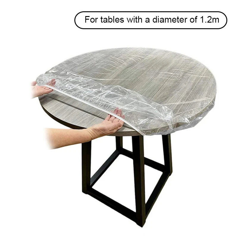 Fitted Round Tablecloth Transparent Waterproof Oil-proof Table Cover Zpaxo 1.2m
