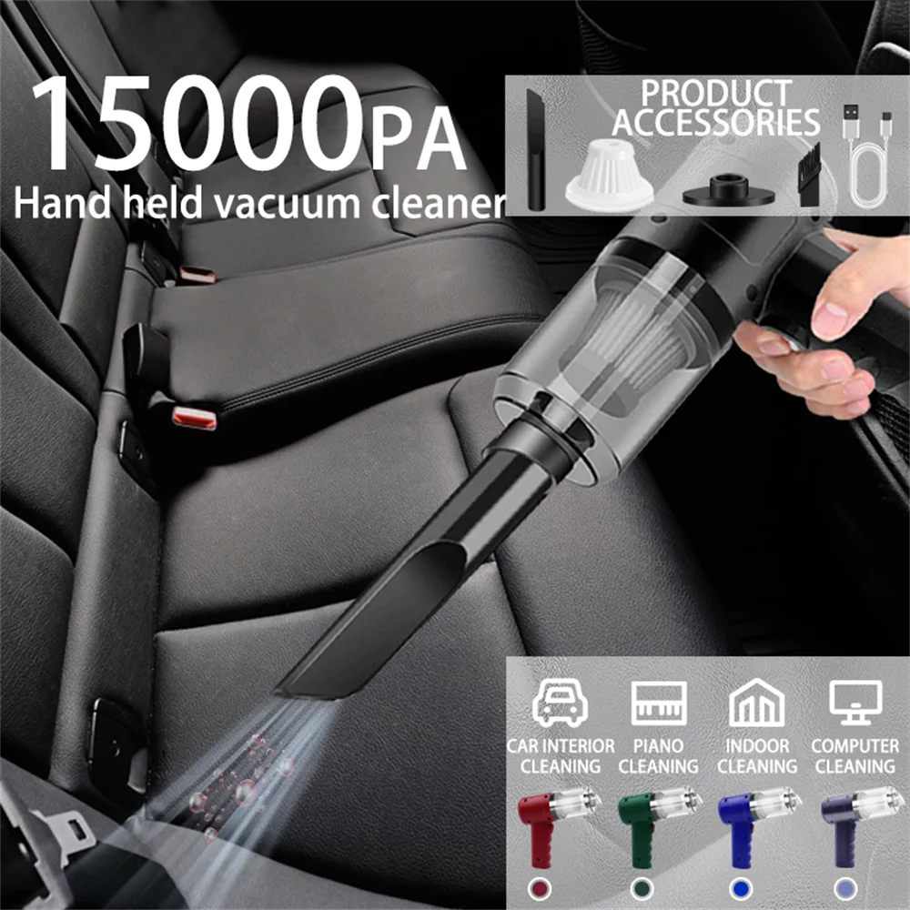 Handheld Vacuum Cordless High Power 15000PA Compressed Air Dust Collector Mini Portable Car Vacuum Cleaner Hairdryer Zpaxo