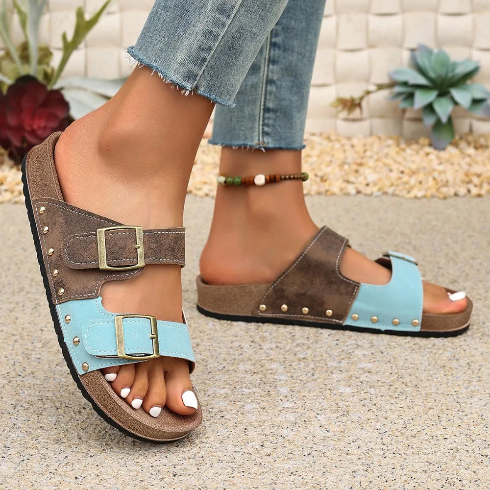 Casual Thick Bottom Met Buckle Outdoor Slippers Women 2026 Summer