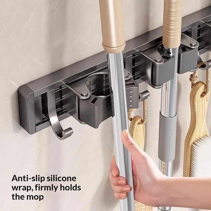 Broom Organizer Mop Gun Gray Hook, No-drill, Strong Adhesive, Wall-mounted, Bathroom Towel, Wall-mounted, Kitchen Clothes Hook Zpaxo