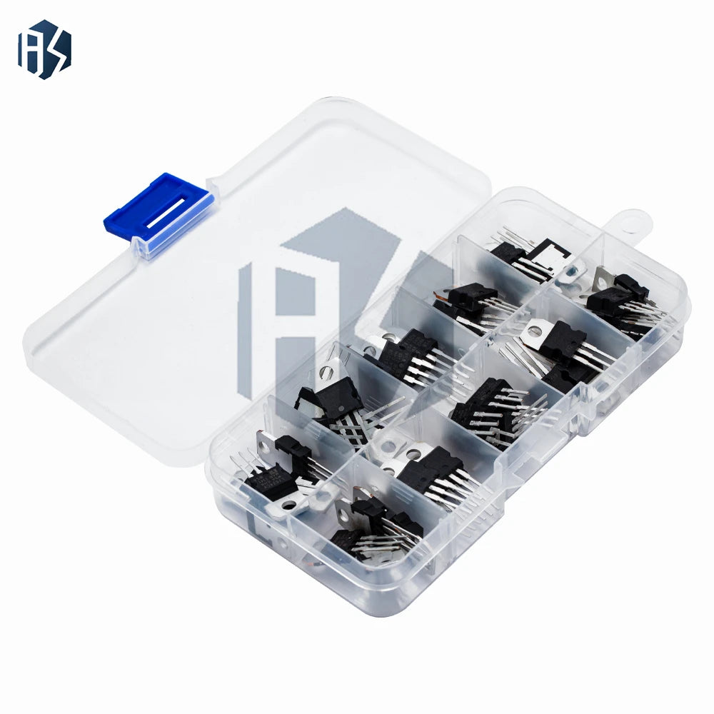50PCS 10-Value Voltage Regulator IC Kit: LM317T & L78xx Series (L7805CV to L7824) in TO220 Package Zpaxo