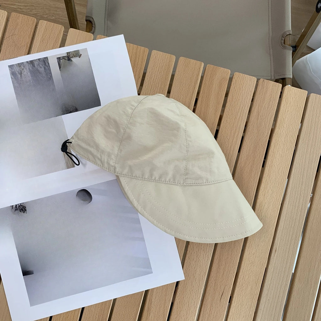 High quality summer solid color sun hat with face covering sun protection duck tongue fisherman hat outdoor sports women's hat Zpaxo off-white hat