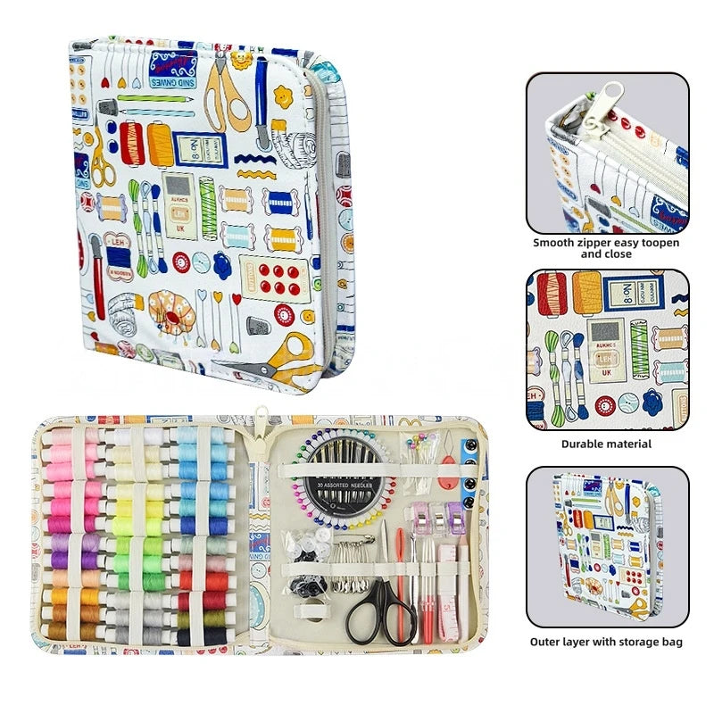 Sewing Kit Complete Set with Threads Needles Scissors Tape Measure Buttons and More for DIY Handcraft Projects Home and Travel Zpaxo