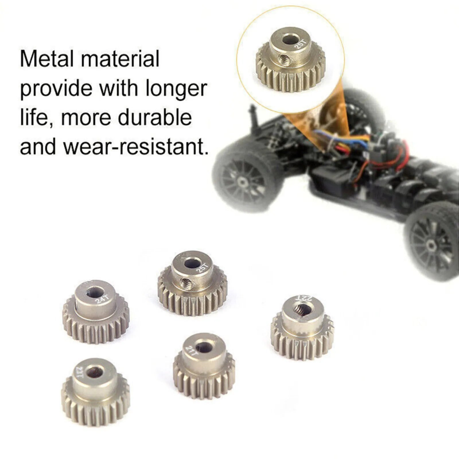 5Pc 48DP 3.175mm 21T-25T / 26T-30T Aluminum Alloy 7075 Pinion Motor Gear Set For 1/10 RC Car Brushed Brushless Motor Accessories