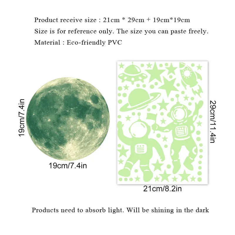 Astronaut Luminous Wall Stickers Stars Moon Self-adhesive Wallpaper
