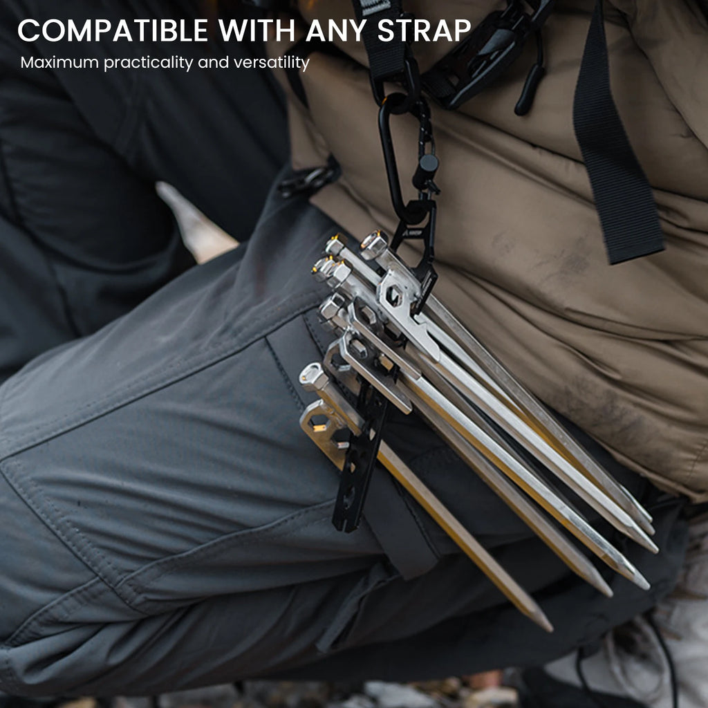 Camping Tent Pegs Organizer Keychain Buckle Storage Holder Outdoor