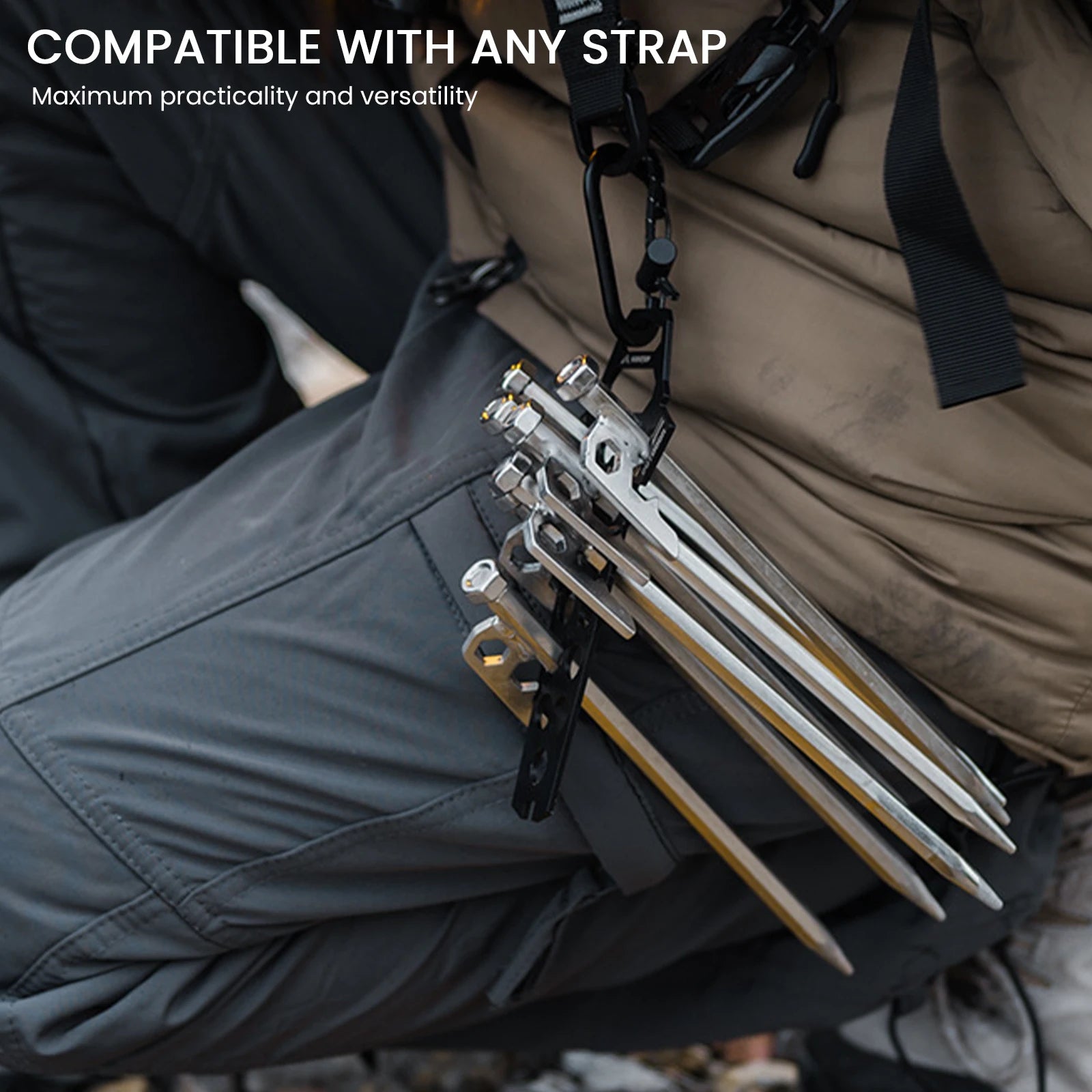 Camping Tent Pegs Organizer Keychain Buckle Storage Holder Outdoor
