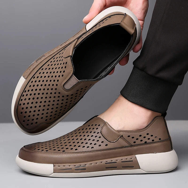 Summer Men Sandals Leather Mens Casual Shoes Outdoor Beach Roman Zpaxo