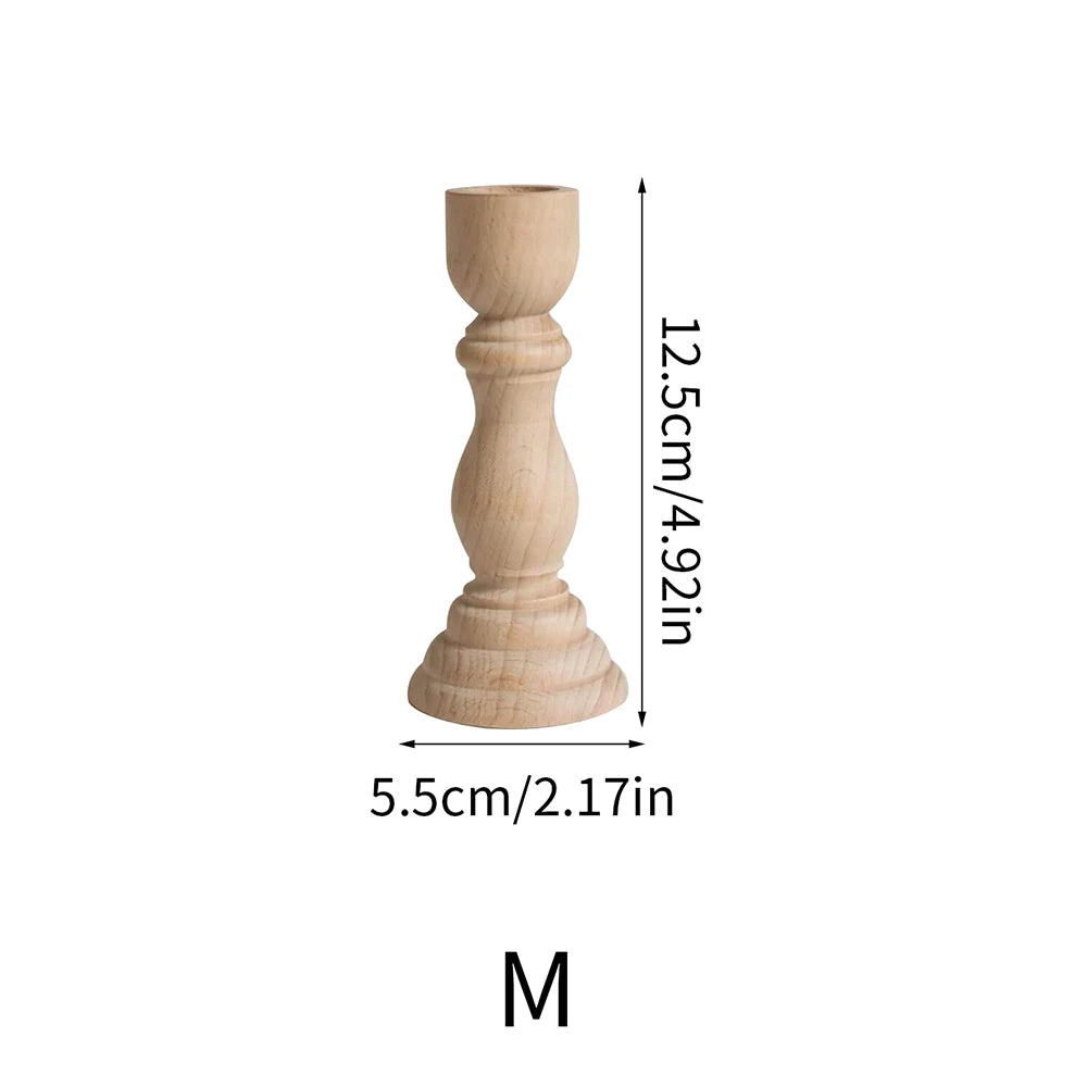 Wooden Candlesticks Unfinished Wood Candle Holder Pillar Taper Candle Stands for Wedding Party Birthday Home Table Decoration Zpaxo J250190-M