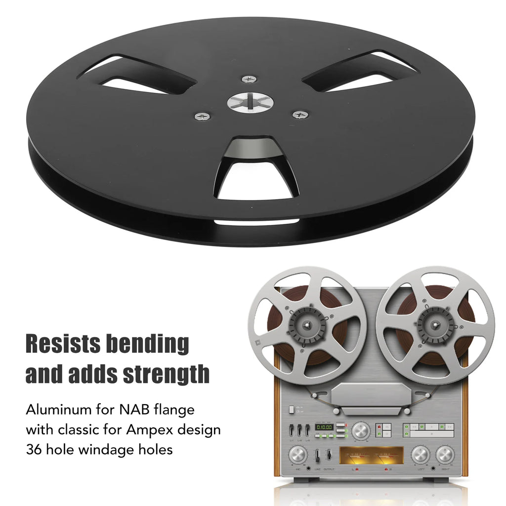 1 4 Empty Tape Reel 3 Holes Aluminum Alloy Open Takeup NAB Black